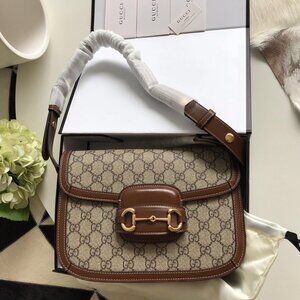 mint condition GUCCI 1955 HORSEBIT SHOULDER BAG GG supreme/brown